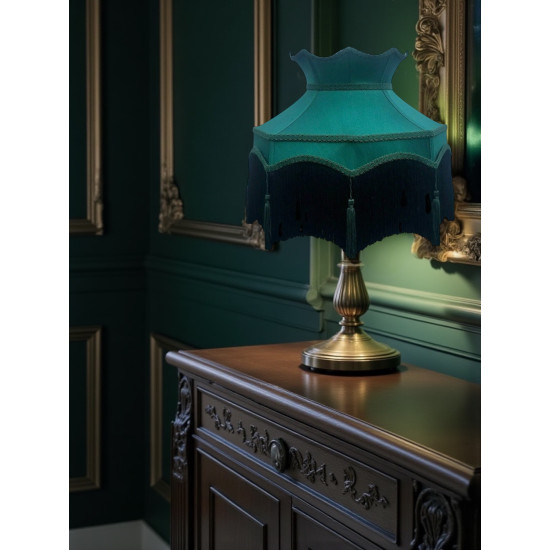 Holly Green and Black Dorchester Downton Abbey Crown Fabric Lampshade