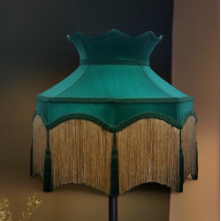 Dark Green and Gold Dorchester Downton Abbey Crown Fabric Lampshade