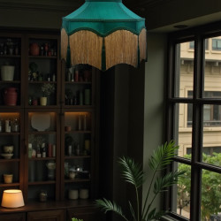 Holly Green and Gold Dorchester Downton Abbey Crown Fabric Lampshade