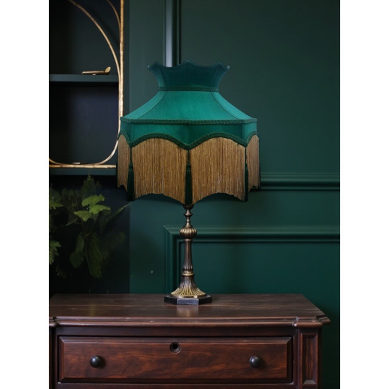 Holly Green and Gold Dorchester Downton Abbey Crown Fabric Lampshade