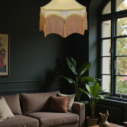 Oyster and Gold Dorchester Downton Abbey Crown Fabric Lampshade