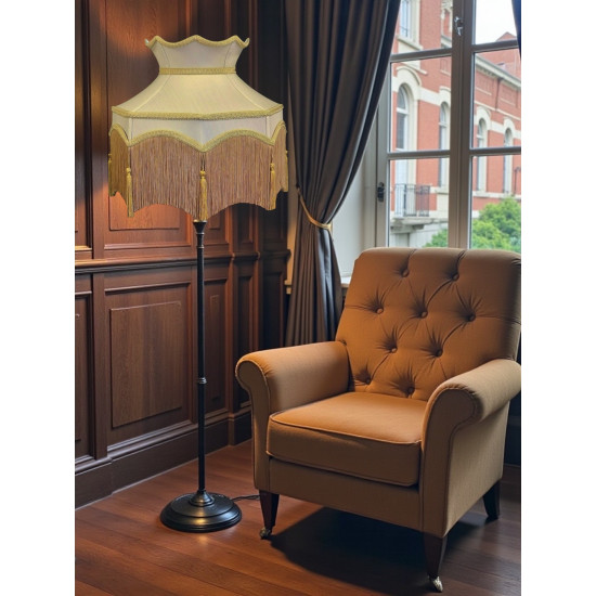 Oyster and Gold Dorchester Downton Abbey Crown Fabric Lampshade