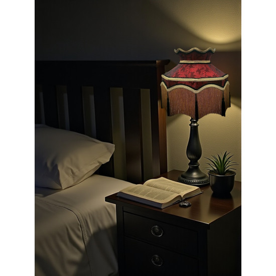 Paisley Jacquard Red Black Dorchester Downton Abbey Crown Lampshade