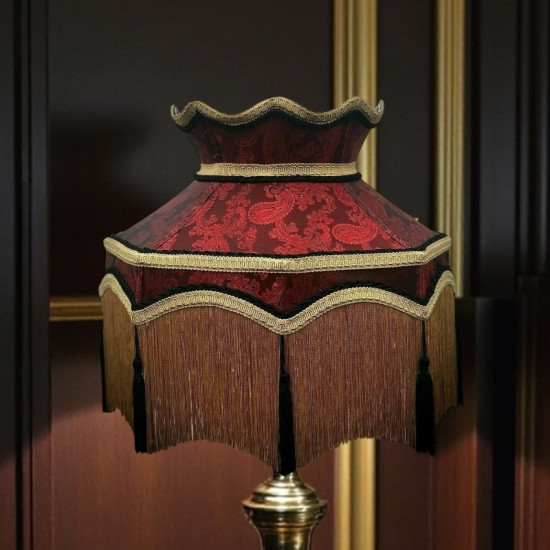 Paisley Jacquard Red Black Dorchester Downton Abbey Crown Lampshade