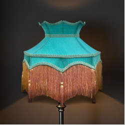 Teal Blue Dorchester Downton Abbey Crown Fabric Lampshade