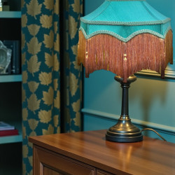 Teal Blue Dorchester Downton Abbey Crown Fabric Lampshade
