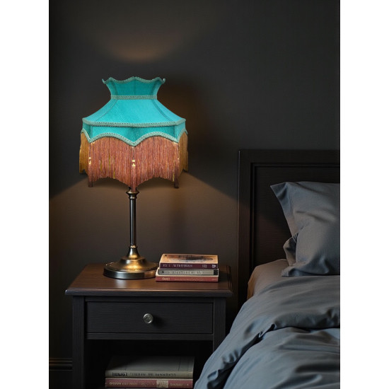 Teal Blue Dorchester Downton Abbey Crown Fabric Lampshade