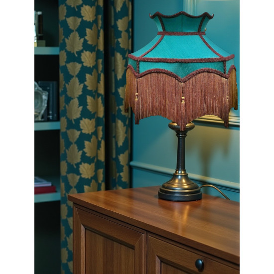 Teal Blue and Gold Dorchester Downton Abbey Crown Fabric Lampshade