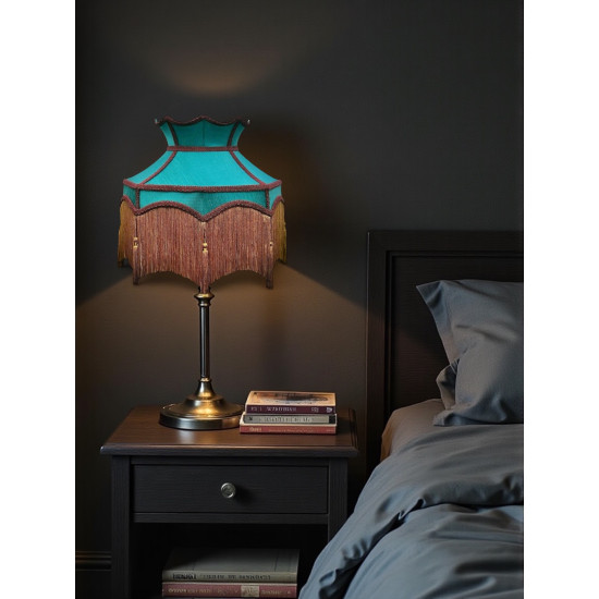 Teal Blue and Gold Dorchester Downton Abbey Crown Fabric Lampshade