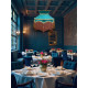 Teal Blue Gold Dorchester Downton Abbey Crown Fabric Lampshade