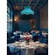 Teal Blue and Black Dorchester Downton Abbey Crown Fabric Lampshade