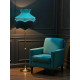 Teal Blue and Black Dorchester Downton Abbey Crown Fabric Lampshade