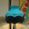 Teal Blue and Black Dorchester Downton Abbey Crown Fabric Lampshade