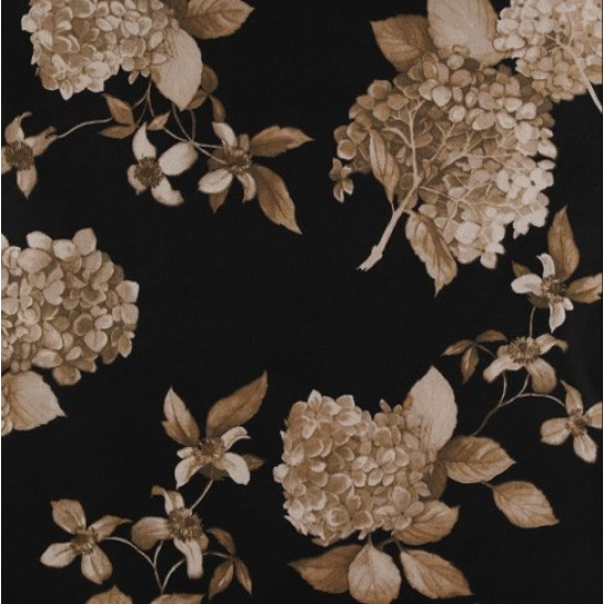 Black Hydrangea Floral Fabric