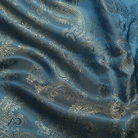 Paisley Jacquard Aqua Blue Fabric