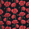 Poplin Poppies Poppy Black Fabric