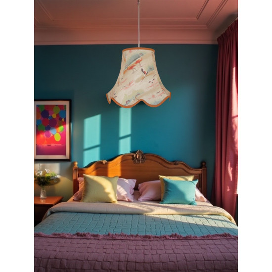 Beige Flamingo Modern Scalloped Fabric Lampshades