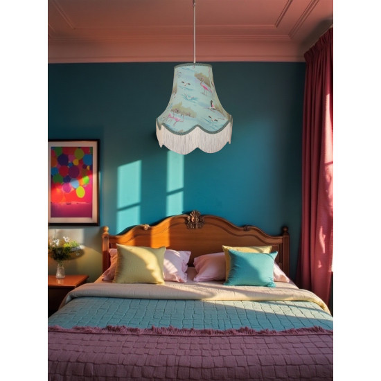 Blue Flamingo Fabric Scalloped Lampshades