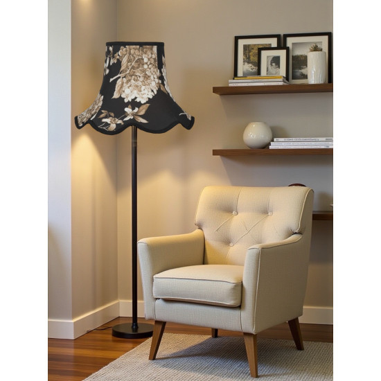Black Hydrangea Floral Modern Scalloped Fabric Lampshades