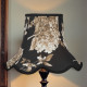 Black Hydrangea Floral Modern Scalloped Fabric Lampshades