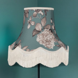Teal Blue Hydrangea Fabric Lampshades
