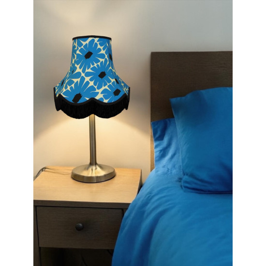 Blue Retro Floral Fabric Scalloped Bottom Lampshades