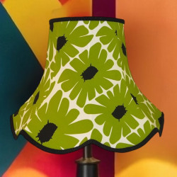 Green Retro Floral Modern Fabric Scalloped Bottom Lampshades