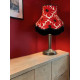 Red Retro Floral Fabric Scalloped Bottom Lampshades