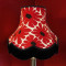 Red Retro Floral Fabric Scalloped Bottom Lampshades