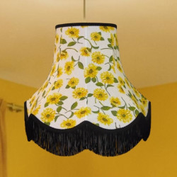 Yellow Sunflower with Black Fabric Lampshades