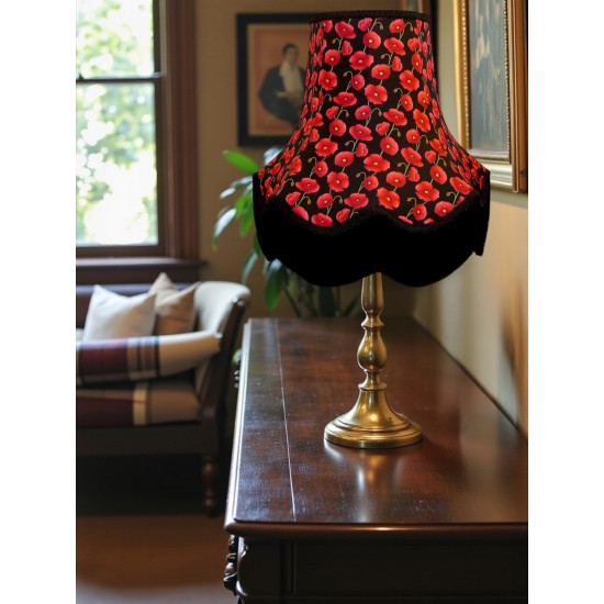 Black Poppy Scalloped Fabric Lampshades