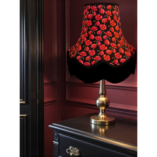 Black Poppy Scalloped Fabric Lampshades