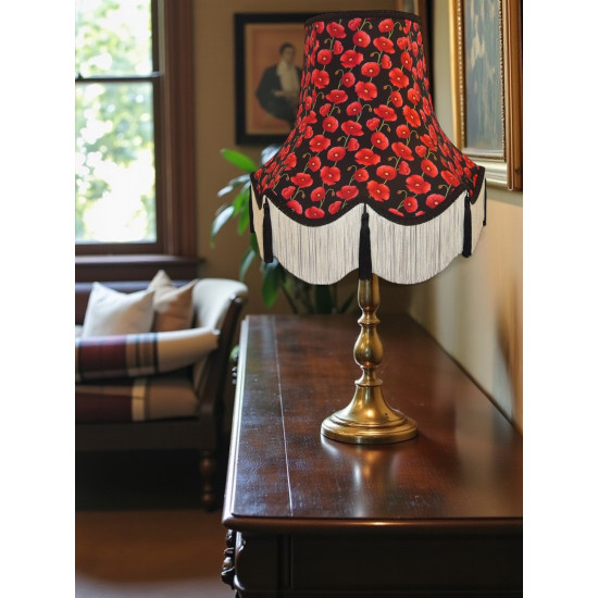 Black Tassel Poppy Scalloped Fabric Lampshades