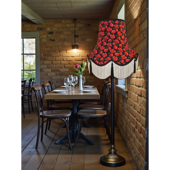 Black Tassel Poppy Scalloped Fabric Lampshades