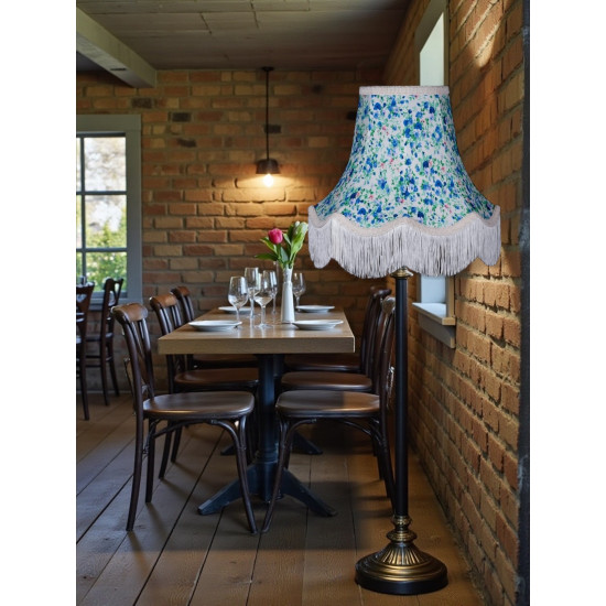 Blue Floral Fabric Scalloped Lampshades