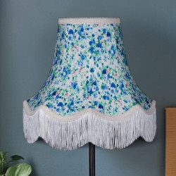 Blue Floral Fabric Scalloped Lampshades