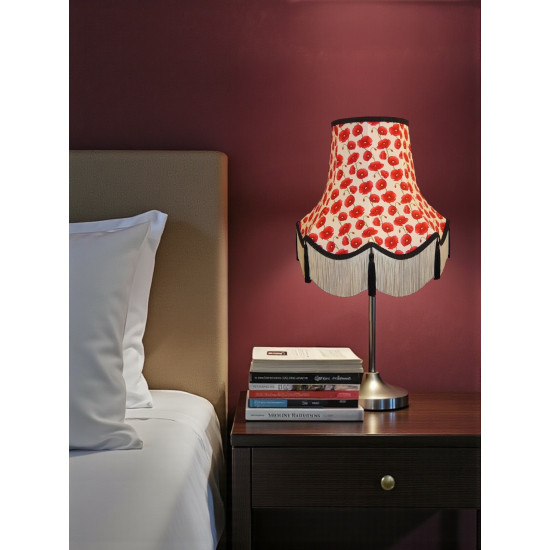 Cream Tassel Poppy Fabric Scalloped Lampshades