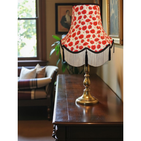 Cream Tassel Poppy Fabric Scalloped Lampshades