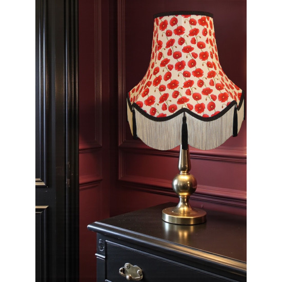 Cream Tassel Poppy Fabric Scalloped Lampshades