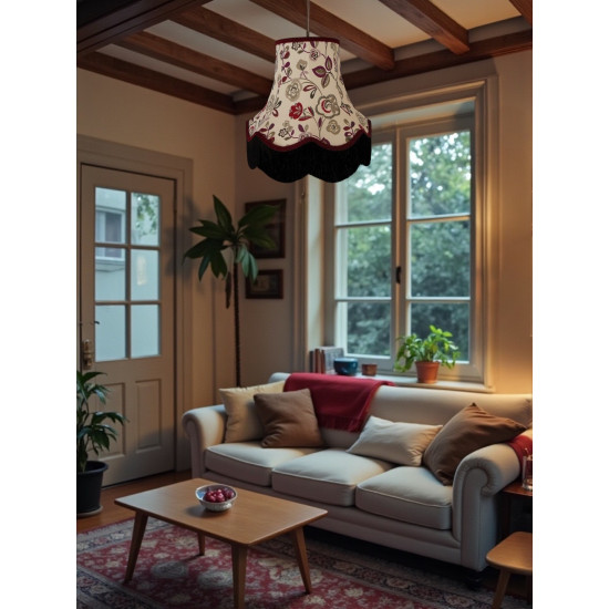 Mulberry Purple Red and Black Floral Fabric Lampshades
