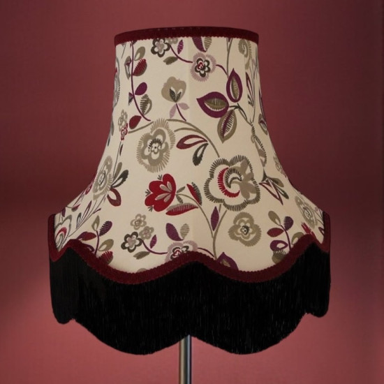 Mulberry Purple Red and Black Floral Fabric Lampshades