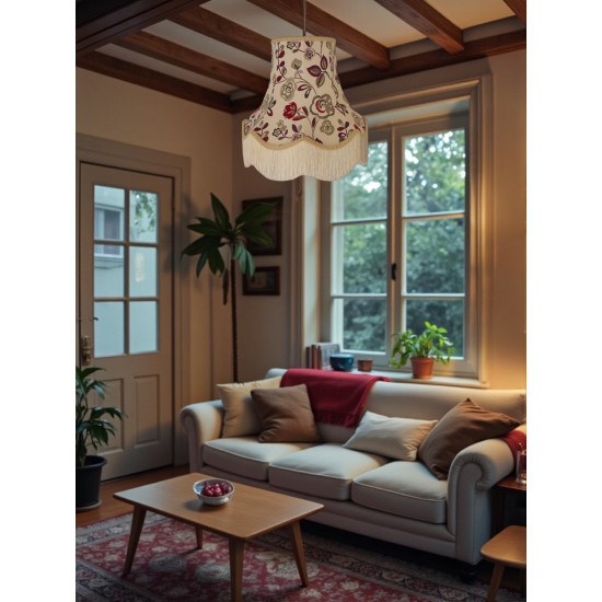 Mulberry Purple Red and Cream Floral Fabric Lampshades