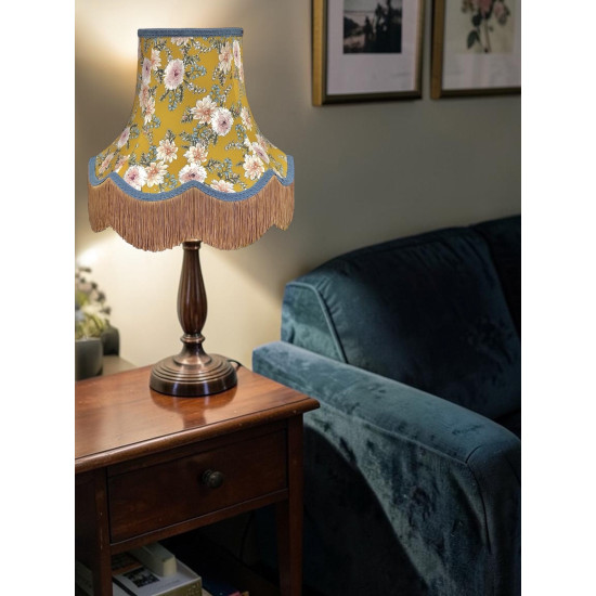 Mustard Floral Slate Gold Fabric Lampshades
