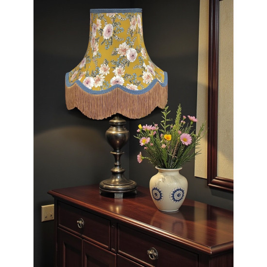 Mustard Floral Slate Gold Fabric Lampshades