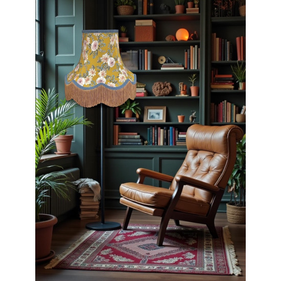 Mustard Floral Slate Gold Fabric Lampshades