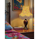 Ochre Butterfly Floral Gold Fabric Scalloped Bottom Lampshade