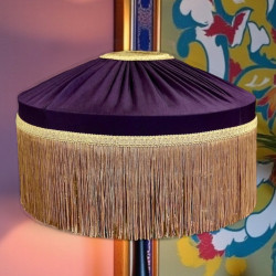 Grape Purple and Gold Gathered Tiffany Lampshade