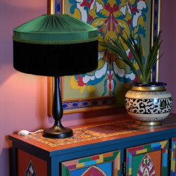 Dark Green and Black Gathered Tiffany Lampshades
