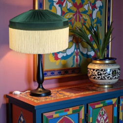 Dark Green and Cream Gathered Tiffany Lampshades