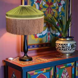 Olive Green and Gold Gathered Tiffany Lampshades